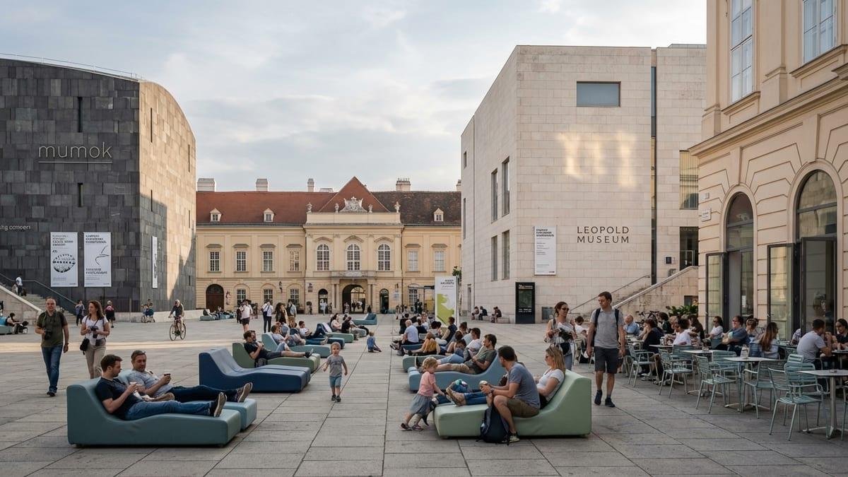 Gli Enzis, le sedute modulari colorate nel cortile del MuseumsQuartier